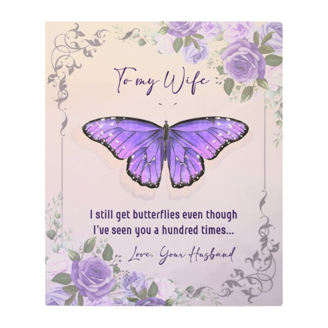 妻パーソナライズされたに |ラブレター メタルプリント (正面)