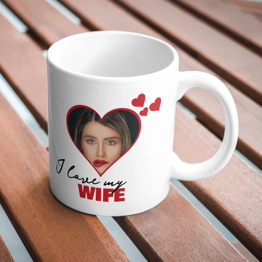 妻パーソナライズされたのハート写真が大好き コーヒーマグカップ