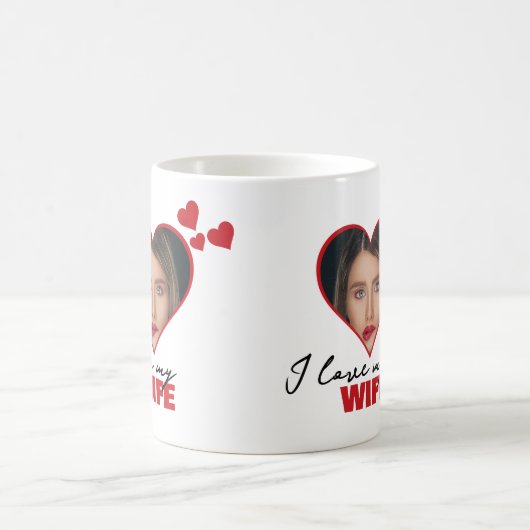 妻パーソナライズされたのハート写真が大好き コーヒーマグカップ (中央)