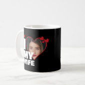 妻パーソナライズされたのハート写真が大好き コーヒーマグカップ (正面左)