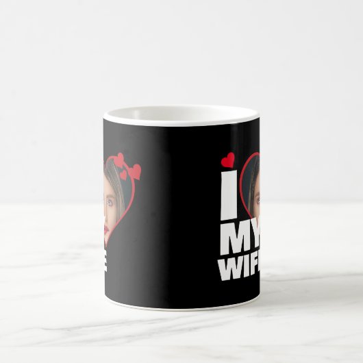 妻パーソナライズされたのハート写真が大好き コーヒーマグカップ (中央)