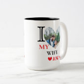 妻パーソナライズされたのハート写真が大好き ツートーンマグカップ (正面右)