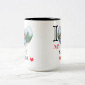 妻パーソナライズされたのハート写真が大好き ツートーンマグカップ (中央)