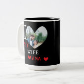 妻パーソナライズされたのハート写真が大好き ツートーンマグカップ (正面左)