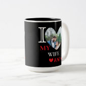 妻パーソナライズされたのハート写真が大好き ツートーンマグカップ (正面右)