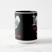 妻パーソナライズされたのハート写真が大好き ツートーンマグカップ (中央)