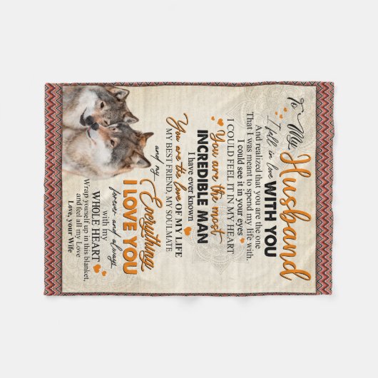 妻パーソナライズされたのポスターで夫に フリースブランケット (正面(横))