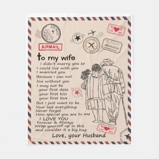 妻パーソナライズされたへの手紙 フリースブランケット (正面)