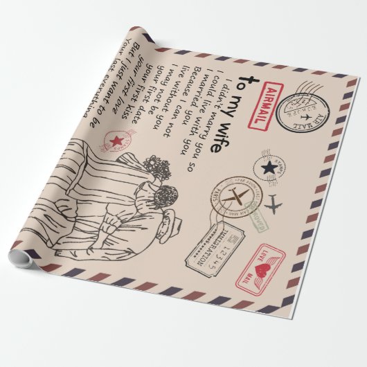 妻パーソナライズされたへの手紙、妻への誕生日贈り物 ラッピングペーパー (アンロールド)