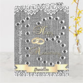 妻パーソナライズされた13周年記念カード カード (黄色い花)