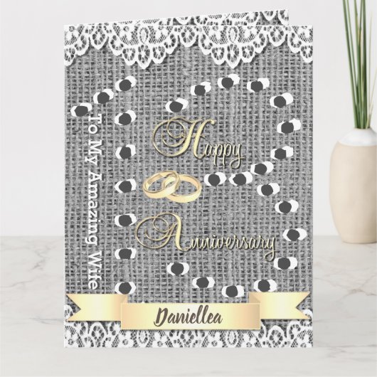 妻パーソナライズされた13周年記念カード カード (正面)