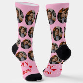 妻ピンク・レッドの夫の写真 ソックス (傾斜あり)