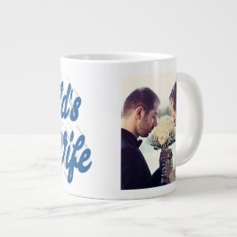 妻フォトブルー巨大コーヒーマグ ジャンボコーヒーマグカップ