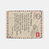 妻ブランパーソナライズされたクから夫に手紙 フリースブランケット (正面(横))