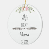妻マパーソナライズされたマエストカスタム年、花 セラミックオーナメント (左)