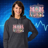 妻ママナースレトロヒョウ印刷タイポグラフィ パーカ