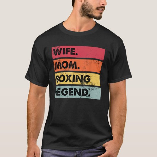 妻ママボクシングレジェンドおもしろいボクサー母の女性T Tシャツ (正面)