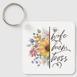 妻ママボスバおもしろいダスヒマワリ母の日 キーホルダー