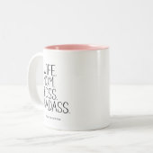 妻ママボスバダスおもしろいことわざママのユーモア ツートーンマグカップ (正面左)