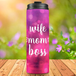 妻ママボスバーベスクリプトタイポグラフィはっきりしたホットピンク タンブラー