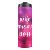 妻ママボスバーベスクリプトタイポグラフィはっきりしたホットピンク タンブラー (正面)