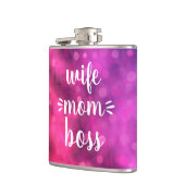 妻ママボスバーベスクリプトタイポグラフィはっきりしたホットピンク フラスク (左)