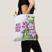 妻ママボスピンクの花 トートバッグ (クローズアップ)