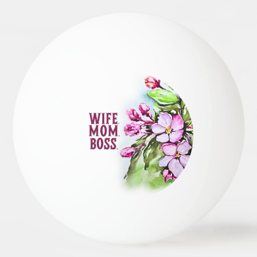 妻ママボスピンクの花 卓球ボール (正面)
