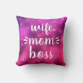 妻ママボスベーはっきりしたスクリプトタイポグラフィホットピンク クッション (正面)