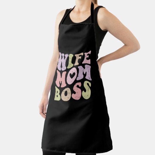 妻ママボスレトログルーヴィーマザーズデイブラック エプロン (インサイチュ)