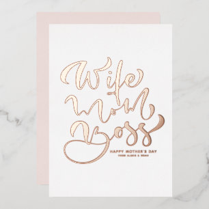 妻ママボス書道マザーズデイバラ金ゴールド 箔招待状