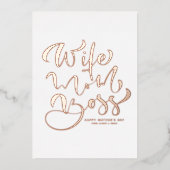 妻ママボス書道マザーズデイバラ金ゴールド 箔招待状 (正面)