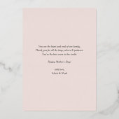 妻ママボス書道マザーズデイバラ金ゴールド 箔招待状 (裏面)