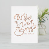 妻ママボス書道マザーズデイバラ金ゴールド 箔招待状 (立ち正面)