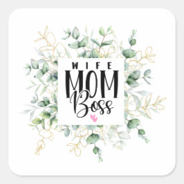 妻ママボス水葉色母の日 スクエアシール