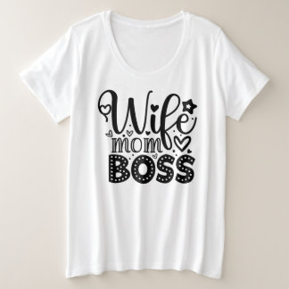 妻ママボス プラスサイズTシャツ