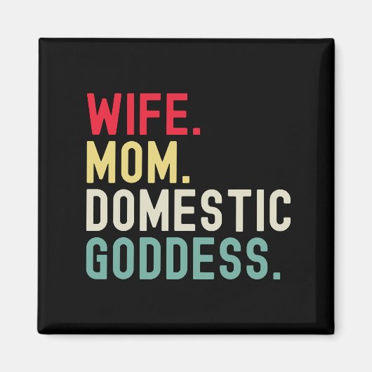 妻ママ家庭の女神おもしろい正確レトロ マグネット (正面)