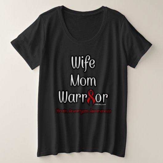 妻ママ戦士…脳動脈瘤 プラスサイズTシャツ (デザイン正面)