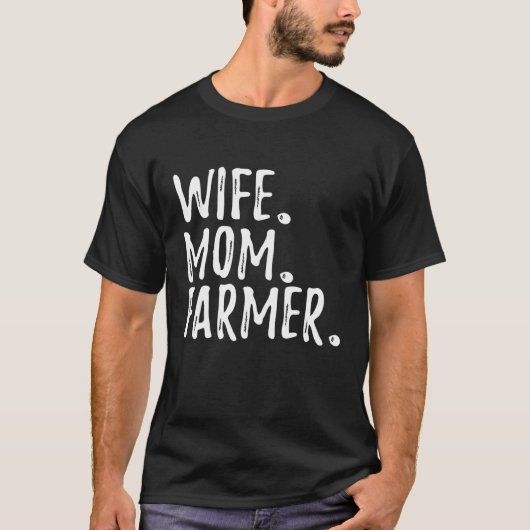 妻ママ農家-おもしろい農業 Tシャツ (正面)