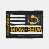 妻ママ911ディスパッチャ米国フラグ独立日4 フリースブランケット (正面(横))