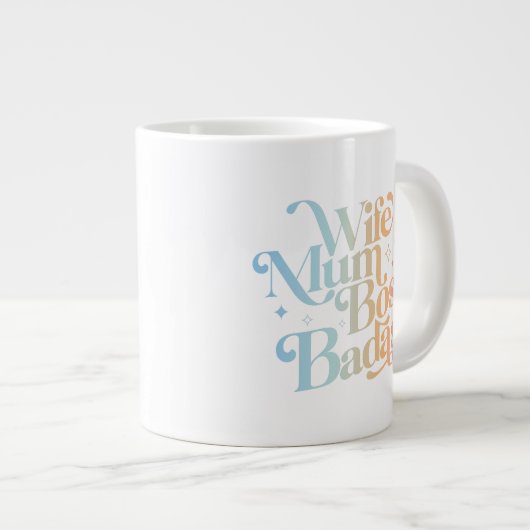 妻ムームボスバドおもしろいス皮肉な母の日 ジャンボコーヒーマグカップ (正面右)