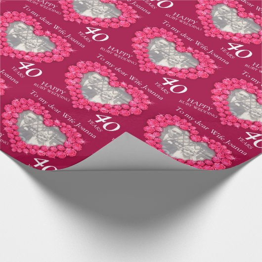 妻ルビー記念日あなたの写真と年のラップを追加 ラッピングペーパー (角)