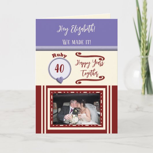 妻ルビー40周年記念紫の写真 カード (正面)