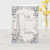 妻ロマンチック45th誕生日エッフェルタワー カード (黄色い花)