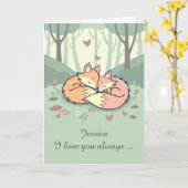妻名前をカスタムするバレンタインキツネラブ常 カード (黄色い花)