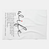 妻定義赤いハート白黒スクリプト キッチンタオル (横)