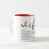 妻定義赤いハート白黒スクリプト ツートーンマグカップ (正面左)