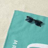 妻専用 ティール＆ホワイト オーダーメイド 花嫁 ビーチタオル (インサイチュ)