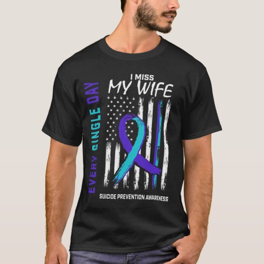 妻恋しく思自死認識度予防アメリカ Tシャツ (正面)