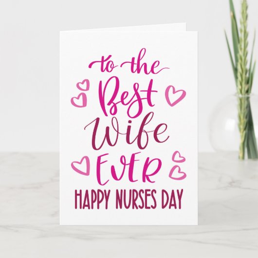 妻最高ののナースの日タイポグラフィピンク カード (正面)